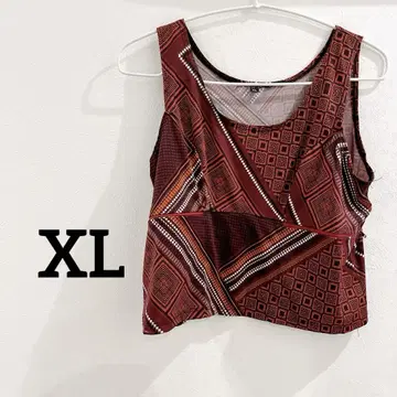 기하학 패턴 탱크탑 [ XL ] 요가복 필라테스 크롭 기장 빨간색 계열
