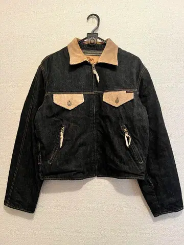 레드문 가죽 절개 데님 자켓 다크 네이비 자켓