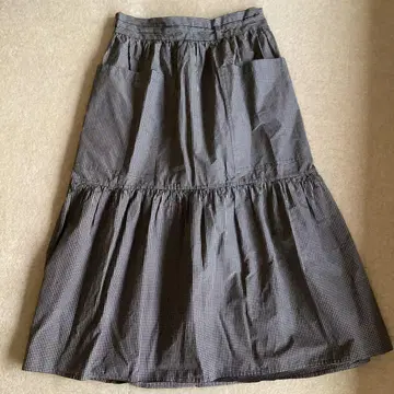 SOFIE D'HOORE 코튼 깅엄 체크 롱 스커트