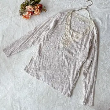 코페신 긴팔 상의 [ LL ] 면 셔츠 가슴 레이스 신축 베이지