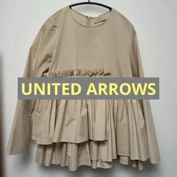 UNITED ARROWS 티어드 롱 슬리브 블라우스 베이지 새상품급