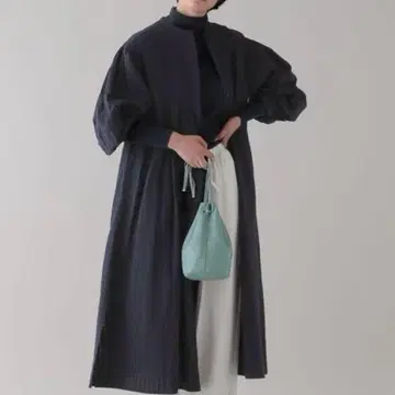 natural by clip 섀도우 체크 원피스 네이비