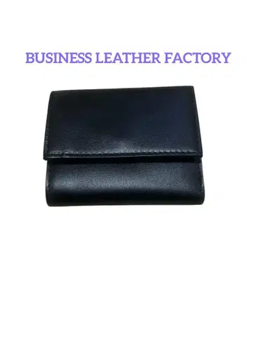 비즈니스 가죽 팩토리 미니 지갑 3단 폴더형 지갑 천연 가죽 블랙 반지갑