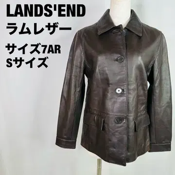 Lands' End 다크 브라운 램 가죽 자켓 S a71