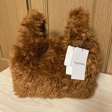 브라운 퍼 토트백