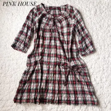 PINK HOUSE 체크 무늬 리본 원피스