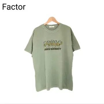 Factor 칼리지T셔츠 프린트 애니멀 곰 카키 둥근넥 반팔