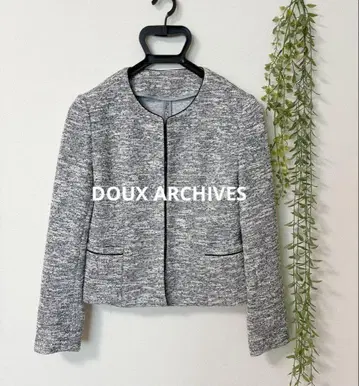 DOUX ARCHIVES 두아카이브 트위드 노카라 자켓 그레이