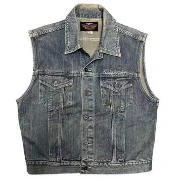 레어템 Harley-Davidson 슬리브리스 데님 자켓 베스트