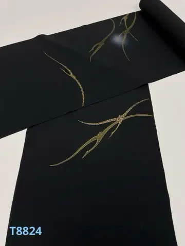츠케사게 금채 학 블랙 베이스 순수 실크 옷감