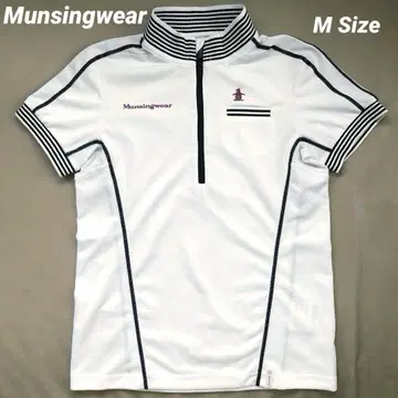 [새상품급] Munsingwear 여성용 반팔 하프 지퍼 모크넥 셔츠 M