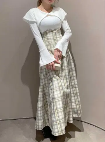 dazzlin [ WEB 한정판 ] 빅 칼라 체크 코르셋 원피스