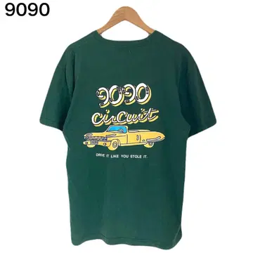9090 빅 로고 원 포인트 프린트 자동차 여성용 반팔 T셔츠 L