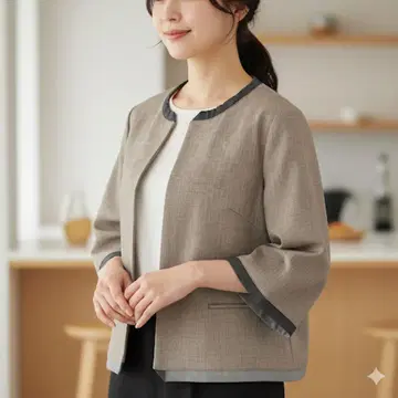 유나이티드 애로우즈 노카라 린넨 코튼 칠부 셔츠 블라우스 일본제