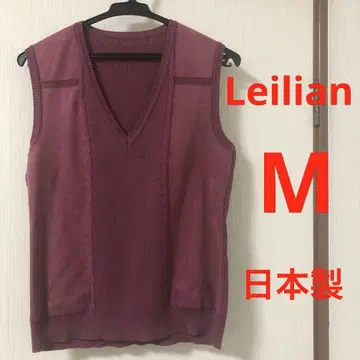 Leilian 레리안 핑크 무지 실크 혼방 이소재 베스트 니트 베스트 M