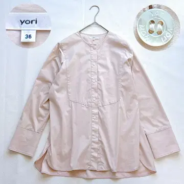 yori 요리 노칼라 드레스 셔츠 블라우스 핑크 36
