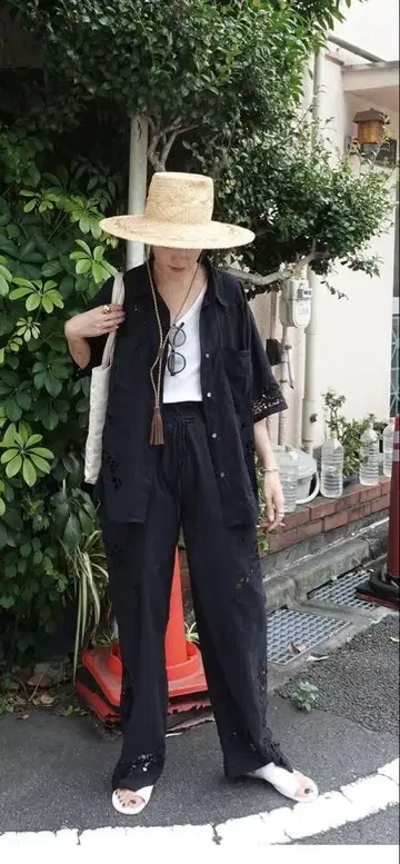 anuke Cutwork Lace Shirts,pants 블랙