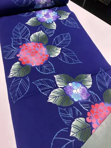 3041 수국 꽃무늬 유카타 옷감 12m 폭 37cm