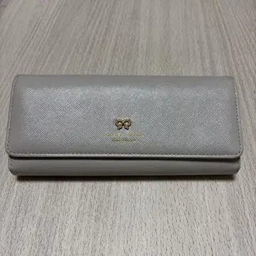 사만사 타바사 그레이 합성 피혁 장지갑 리본 모티브