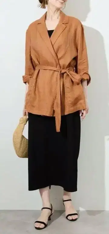 새상품 슬로브 이에나 린넨 셔츠 자켓 카멜