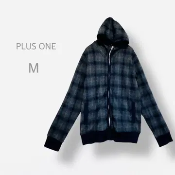 [ PLUS ONE ] 집업 후드티 블록 체크 돌려입기 좋은 워셔블
