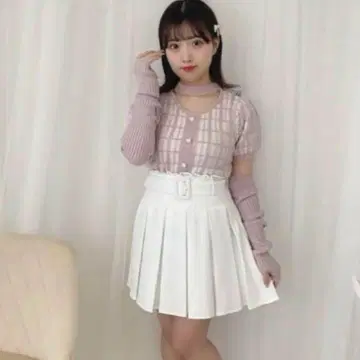 evelyn 턱 벨트 스커트 화이트 에블린 미니 스커트 덕질