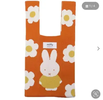 miffy 니트 토트백 미피 오렌지 에코백 꽃