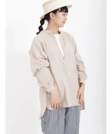 사만사 모스모스 코튼 린넨 밴드 카라 튜닉 미사용 새상품