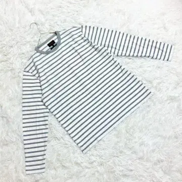 [ 빔즈 ] (L) 크루넥 보더 긴팔 티셔츠 일본제 롱 T 그레이