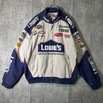 레어 Lowe's 레이싱 자켓 자수 기업 로고 M