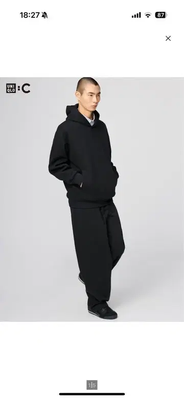 UNIQLO C 스웨트 팬츠 L 긴 길이 블랙