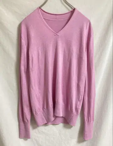 자유구 램스울 실크 캐시미어 니트 핑크 풀오버 38 긴팔