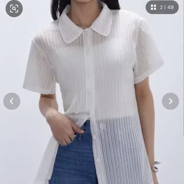 Gongdid Design*시어 플리츠 셔츠 화이트