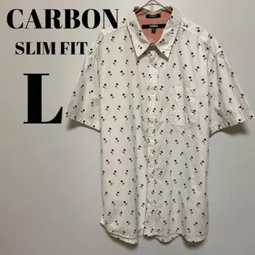 CARBON SLIM FIT 카본 코튼 올 패턴 반팔 셔츠 L