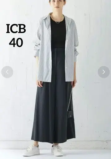 ICB [세탁 가능] 피브릴 트윌 턱 팬츠 와이드 팬츠 40