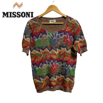새상품급 MISSONI 꽃무늬 숏슬리브 니트
