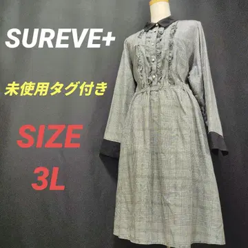 미사용 택 포함 SUREVE+ 프릴 체크 원피스 빅 사이즈 3L