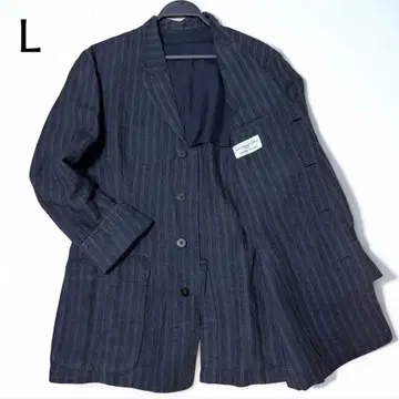 테일러드 자켓 스트라이프 마 린넨 L 올드 빔즈 BEAMS