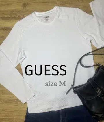 게스 GUESS 써멀 티셔츠 긴팔 와플 절개