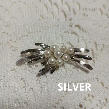 펄 8개 SILVER 브로치