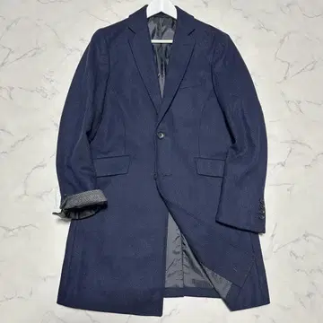 미사용급 새상품급 정장 셀렉트 체스터 코트 네이비 헤링본 M