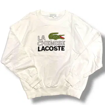 LACOSTE 화이트 맨투맨 트레이닝복 라코스테 로고 자수 크롭 기장