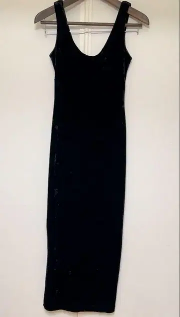 BETSEY JOHNSON 블랙 벨로아 슬리브리스 롱 원피스 S