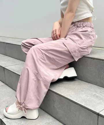 후스후치코 시보리 카고 팬츠 핑크