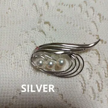 펄 3개 SILVER 브로치