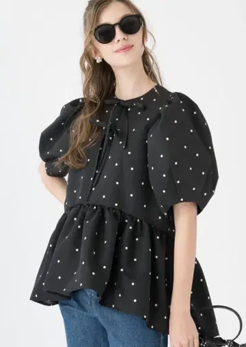 새상품 TSURUbymarikooikawa BLACK DOTS 블라우스