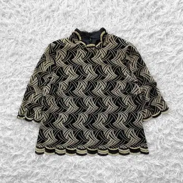 CLAIRE CHARON 아르데코 티셔츠 2XL 자수 블랙 골드