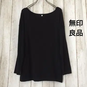 [ 미사용 ] 무인양품 실크 혼방 니트탑 블랙