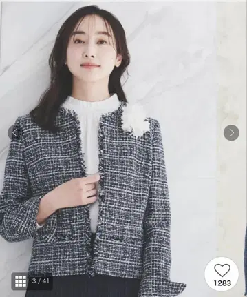 [입학/졸업/세레모니/출퇴근] 라메 트위드 노카라 자켓