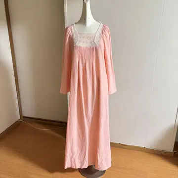 vintage dress 핑크 롱 원피스 긴팔 레이스 맥시 길이
